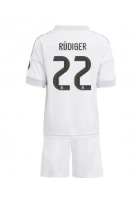 Real Madrid Antonio Rudiger #22 Jalkapallovaatteet Lasten Kotipeliasu 2025-26 Lyhythihainen (+ Lyhyet housut)